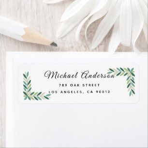 Olive Branch Script Return Address Label