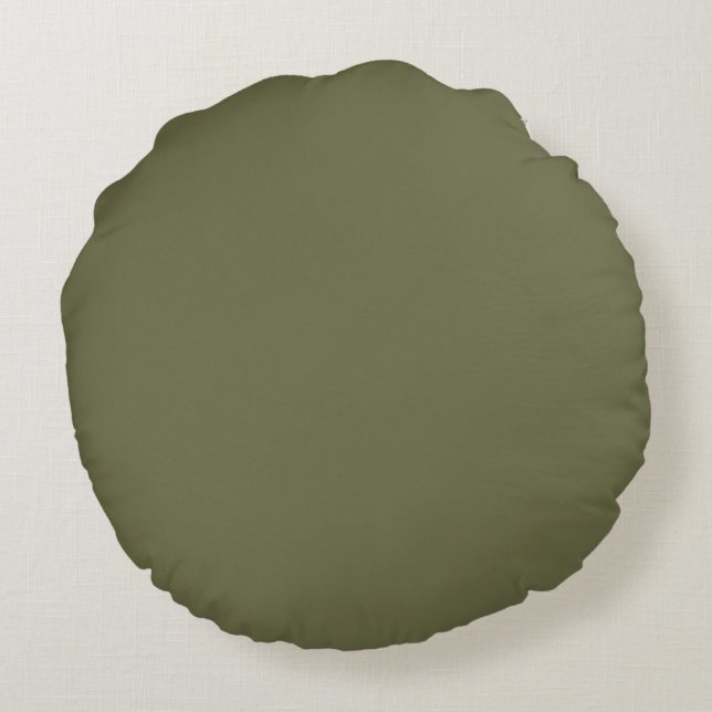 Olive Branch Solid Colour PANTONE 18-0527 AW 2022 Round Cushion (Back)
