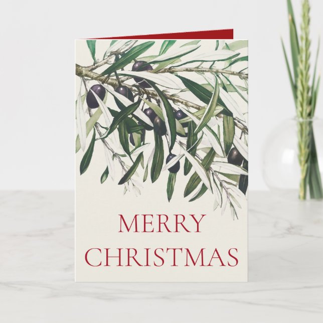 "OLIVE BRANCH" VINTAGE CHRISTMAS GREETING CARD (Front)
