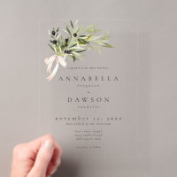 Olive Branch Watercolor Elegant Minimalist Wedding