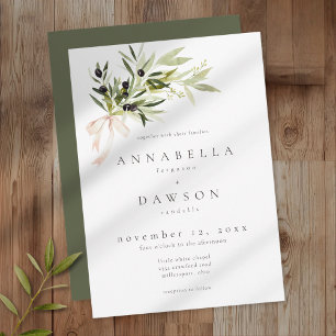 Olive Branch Watercolor Elegant Minimalist Wedding Invitation