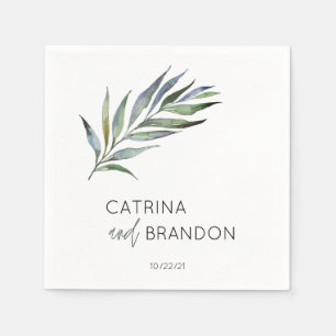 Olive Branch Watercolor Personalised Wedding Napkin