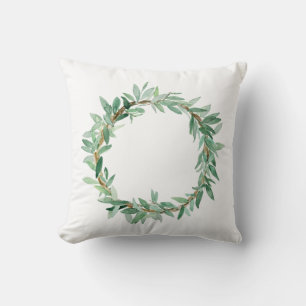 Olive Branch watercolor pillow