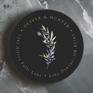 Olive Branch Wedding Couple Names Return Address Classic Round Sticker