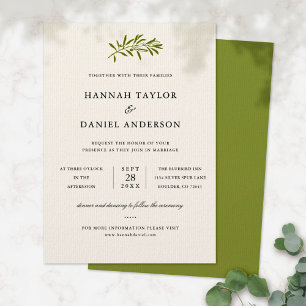 Olive Branch Wedding Invitation Card Ivory
