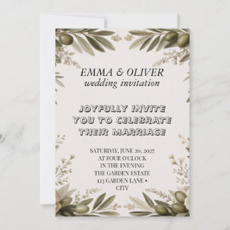 Olive Branch Wedding Invitation | Cream Floral