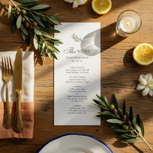 Olive Branch Wedding Menu Card   Minimal Elegant 