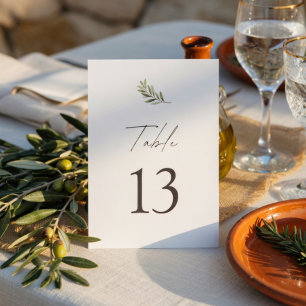 Olive Branch Wedding   Minimal Elegant Table Number