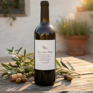 Olive Branch Wedding   Minimal Elegant  Wine Label