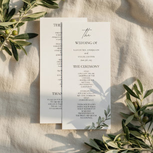 Olive Branch Wedding Program   Elegant Greenery  Menu