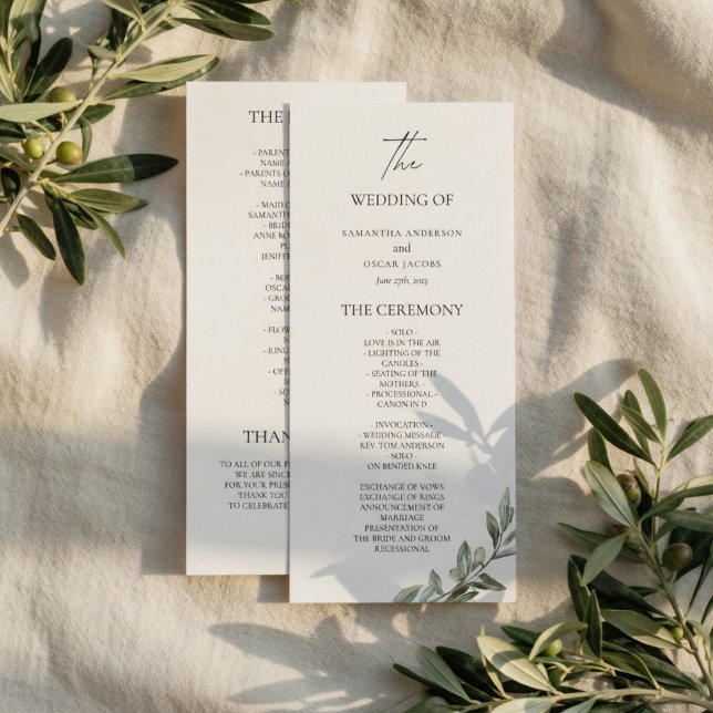 Olive Branch Wedding Program | Elegant Greenery  Menu (Creator Uploaded)