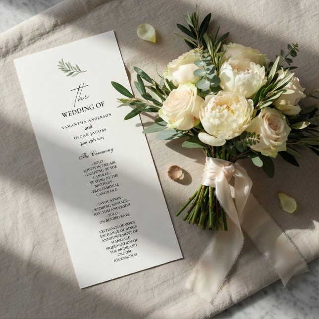 Olive Branch Wedding Program | Minimal  Menu (Creator Uploaded)