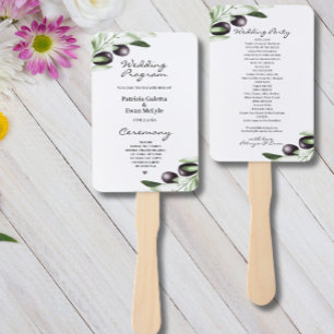 Olive Branch Wedding program Set of Fans