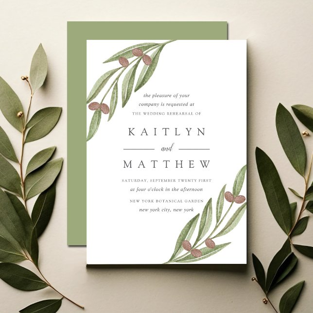 Olive Branch Wedding Rehearsal Dinner Invitation (Creator Uploaded)