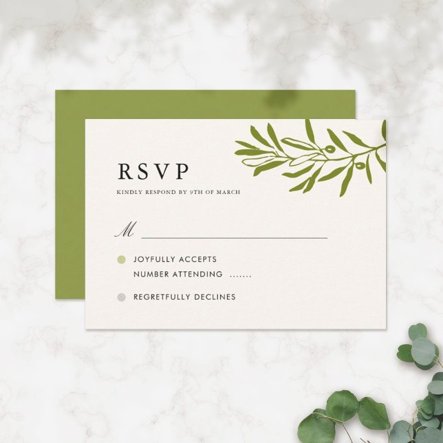 Olive Branch Wedding RSVP card | Ivory (Creator Uploaded)