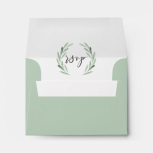 Olive Branch Wreath Pre-Printed Address RSVP Envelope