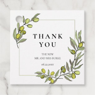 Olive branches frame wedding Favour Tags