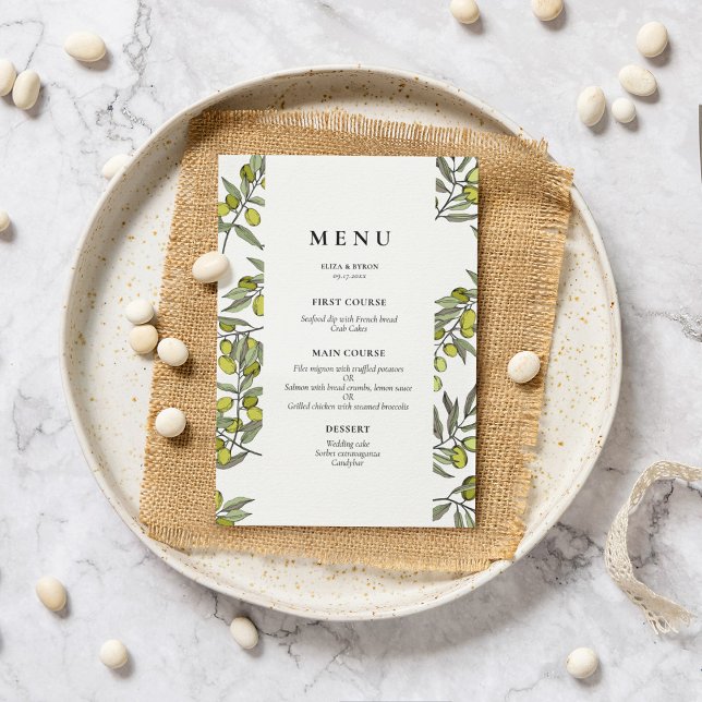Olive branches frame wedding menu (Creator Uploaded)
