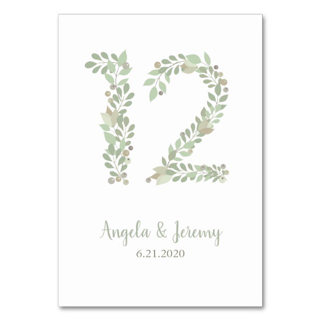 Olive Branches Number 12 Table Number (Front)