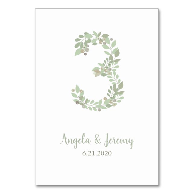 Olive Branches Number 3 Table Number (Front)