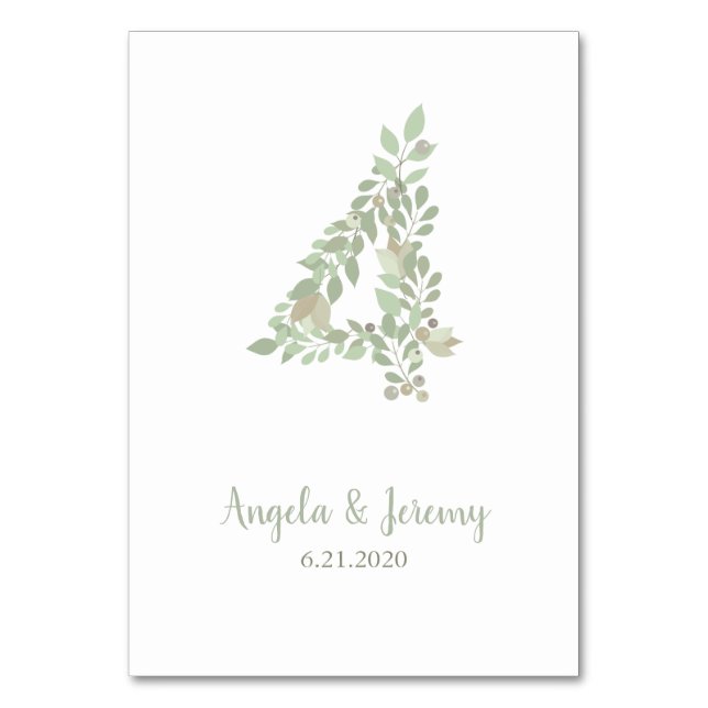 Olive Branches Number 4 Table Number (Front)