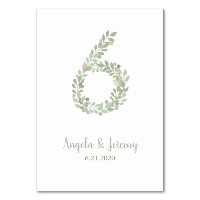 Olive Branches Number 6 Table Number (Front)