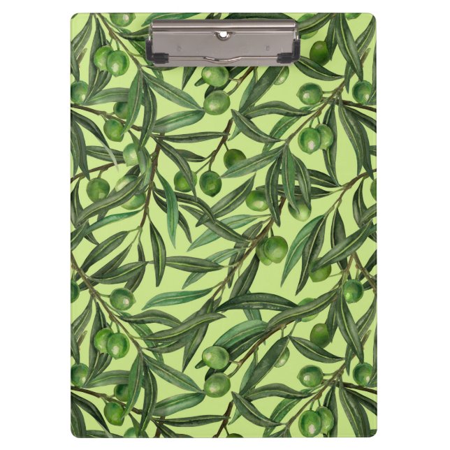 Olive branches on honeydew green clipboard (Front)