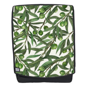 Olive branches on off white backpack