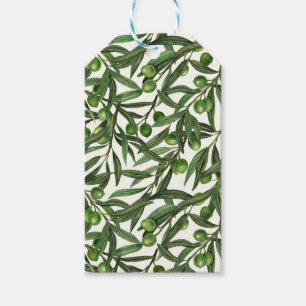 Olive branches on off white gift tags