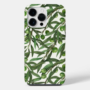 Olive branches on off white iPhone 14 pro max case