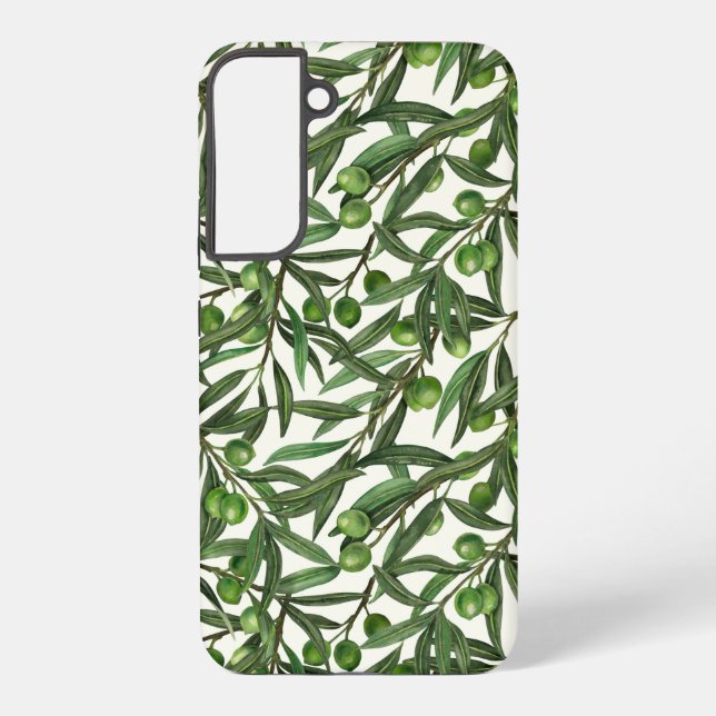 Olive branches on off white samsung galaxy s22+ case (Back)