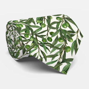 Olive branches on off white tie