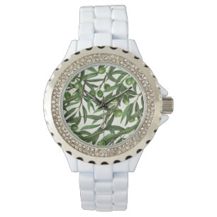 Olive branches on off white watch