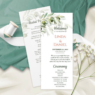 Olive branches rustic wedding wedding program