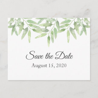 Olive Branches. Summer wedding Save the Date Postcard