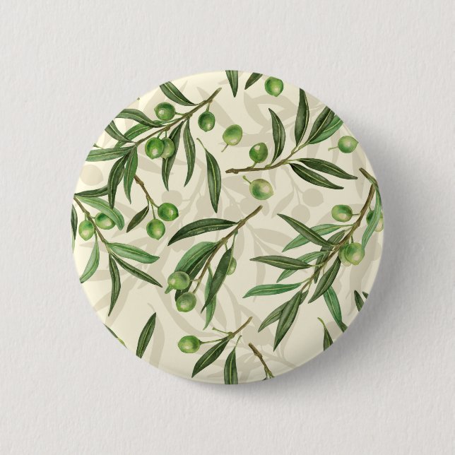 Olive branches watercolor 6 cm round badge (Front)