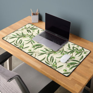 Olive branches watercolor desk mat