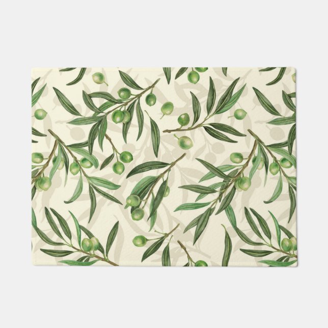 Olive branches watercolor doormat (Front)