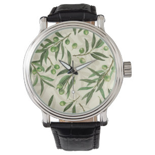 Olive branches watercolor watch