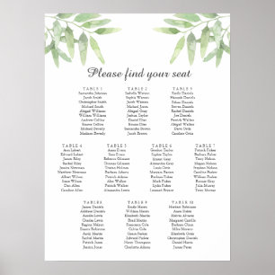 Olive Branches. Wedding Seating Chart Poster