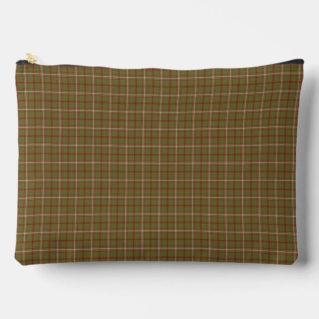 Olive Burgundy Plaid Classic Pattern Rustic Accessory Pouch (Front)