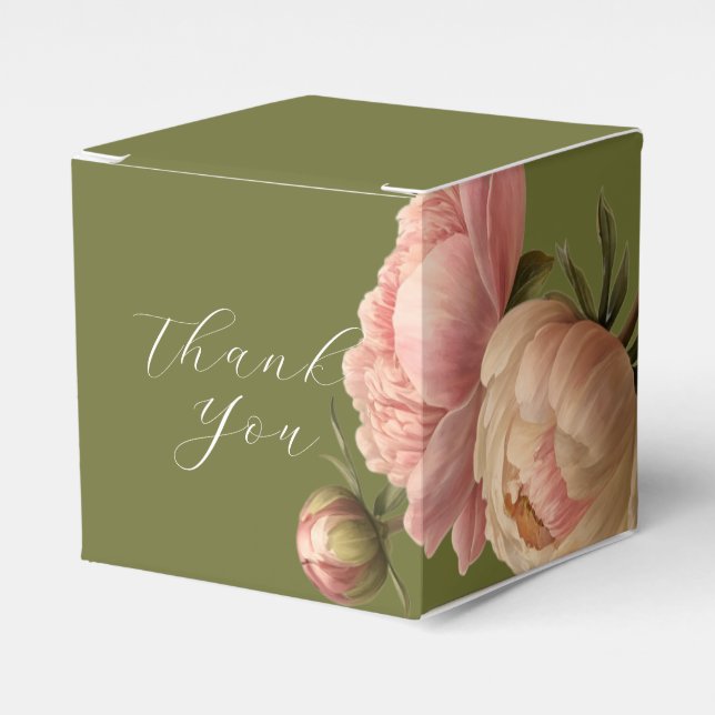 Olive | Chic Rose Wedding Thank You Favour Box (Front Side)