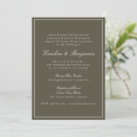 Olive Classic Border Script Elegant Wedding RSVP