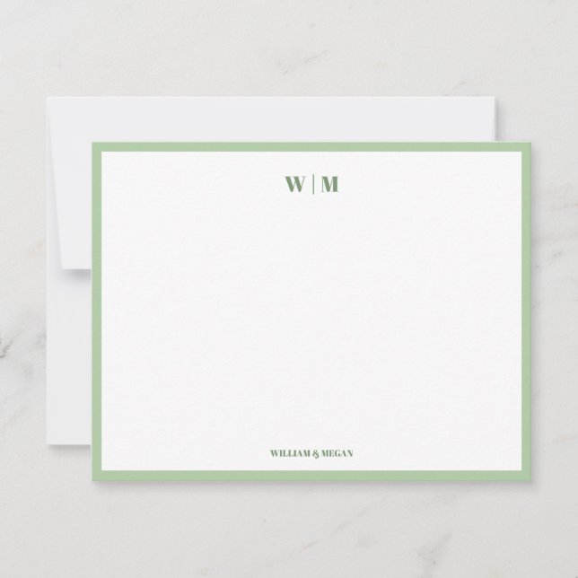 Olive Classic Monogram Custom Couple Wedding  Card (Front)