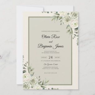Olive Cream Blossom Wedding Invitation