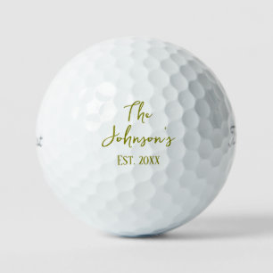 Olive Custom Wedding Favors Couple's Last Name Golf Balls
