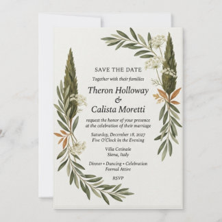 Olive & Cypress Botanical Elegant Save the Date Invitation
