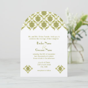 Olive Damask Wedding Invitation