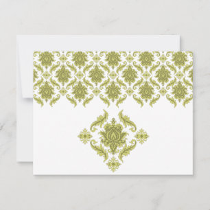 Olive Damask Wedding Response Card RSVP