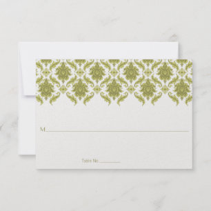 Olive Damask Wedding Table Place Cards